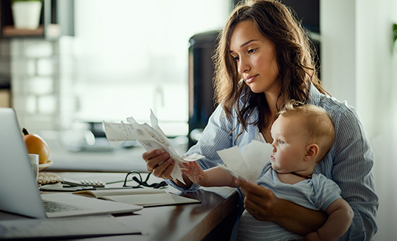 woman holding her baby